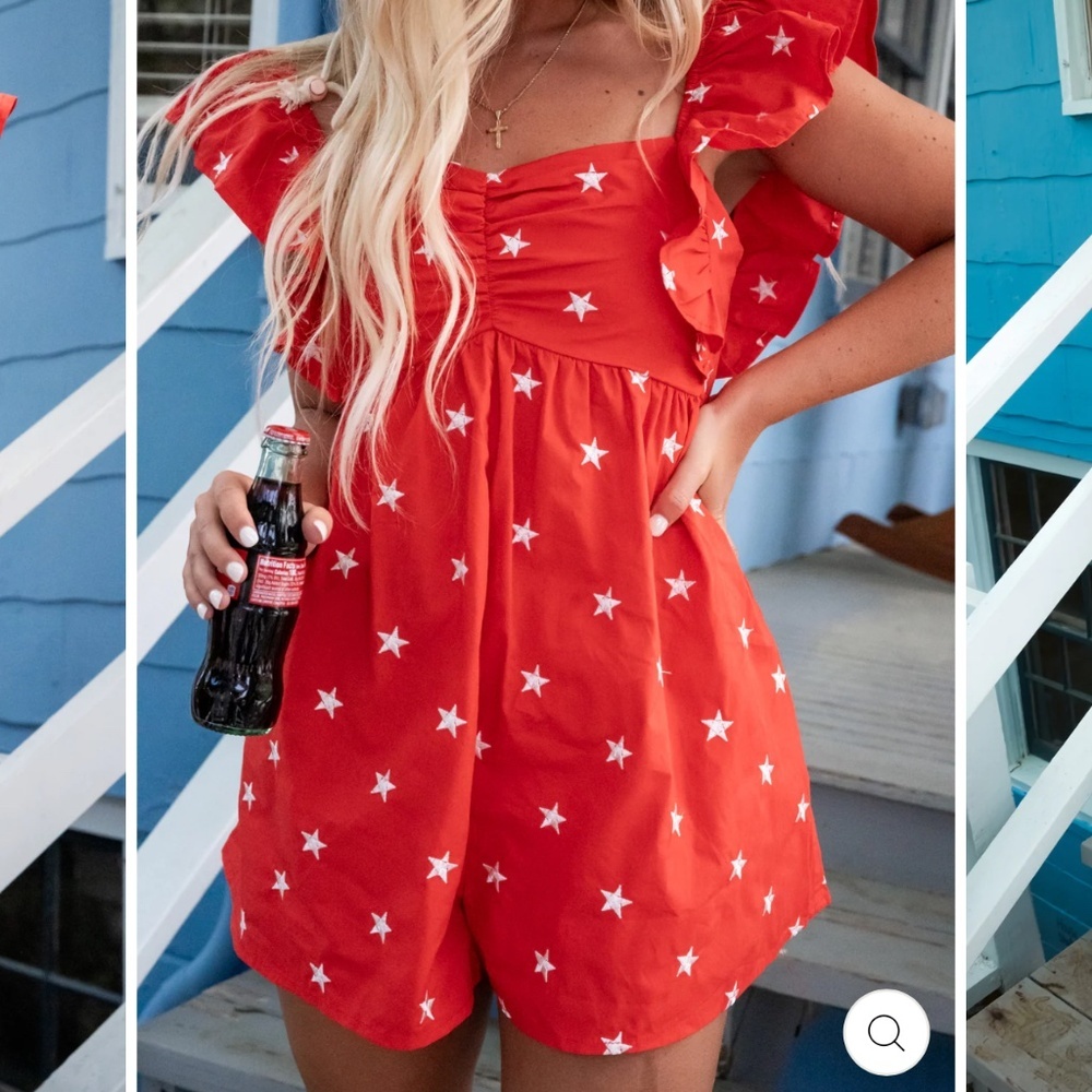 A6 - 284 MAIN STRIP EMBROIDERED RUFFLE ROMPER SOUTHERN ALTERNATIVE